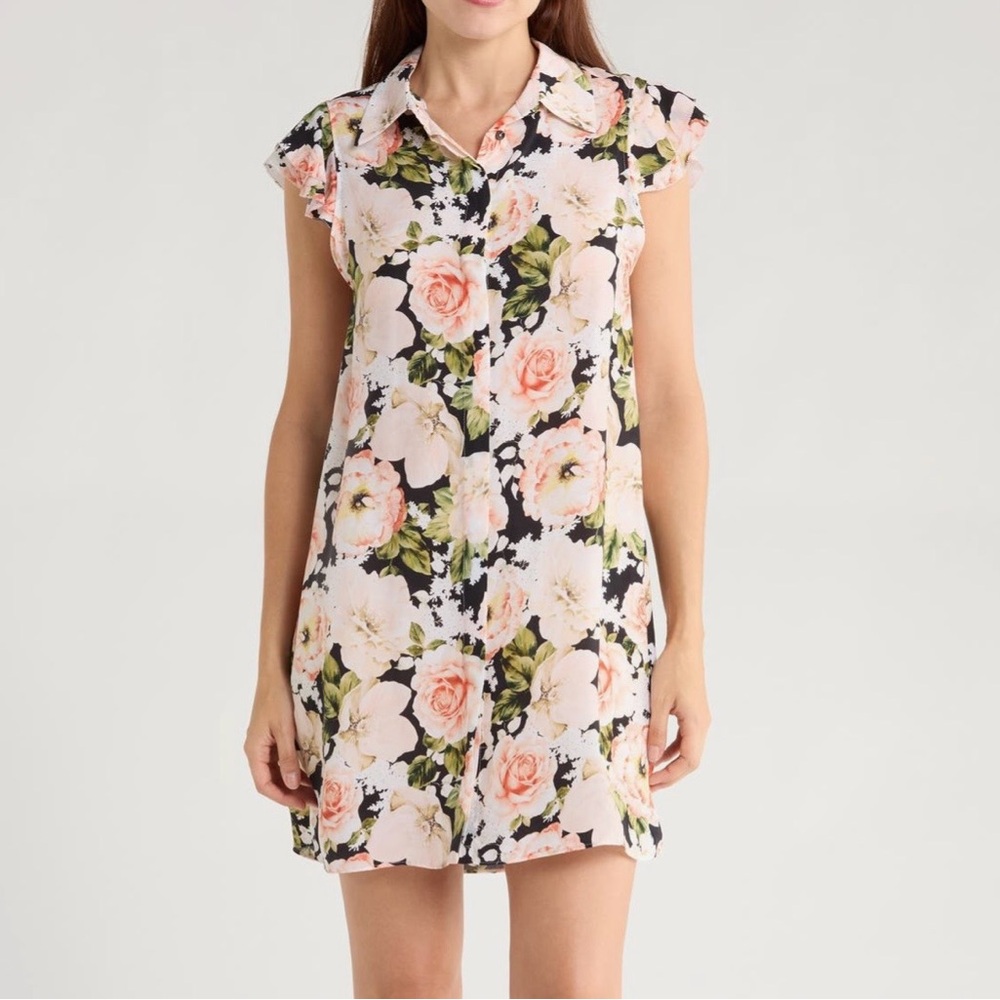 Alice + Olivia Black Floral Mini Dress